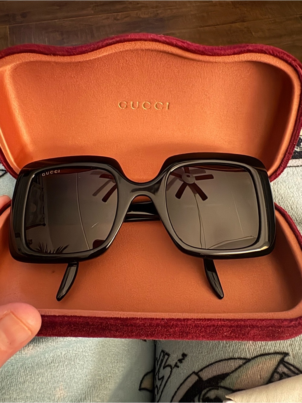 Gucci Women's Glossy Black Square Sunglasses